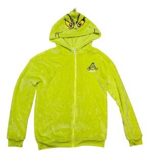 The Grinch Dr. Seuss Lime Green Licensed Full Zip Soft Fleece Hoodie Size S